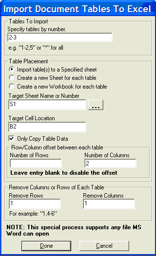 Convert document Tables To Excel