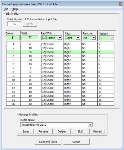 Convert XLSM to Fixed Width Text Files with this profile editor.